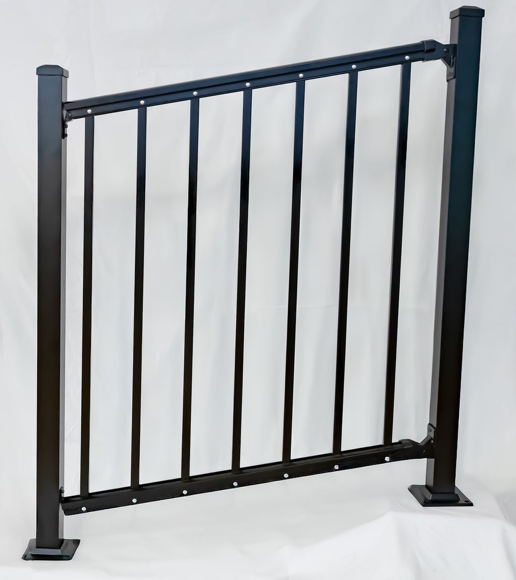 Black Maxi railing system assembled on incline — product shot